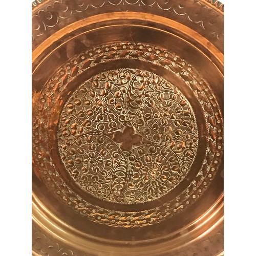 691 - Decorative Antique Copper Tray / Wall Plaque  50 cms Diameter