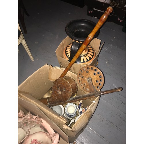 635 - Unusual Copper Bellows Along With Various Other Items To Include A Ceramic Wash Set, Bed Warmer Etc