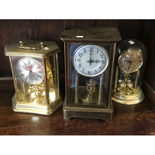 685 - Brass And Glass Mantle Clock Along With Two Others (3)