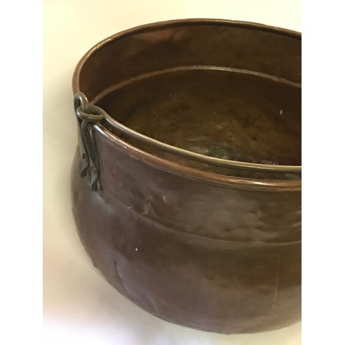 119 - Antique Copper Swing Handle Couldron 45cms Diameter