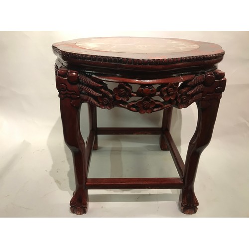 73 - Marble Top Chinese Stand  46 x 46 x 46 cms