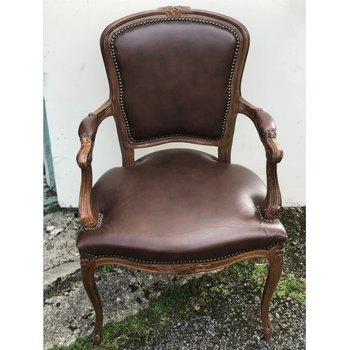 74 - French Leather Louise Style Armchair