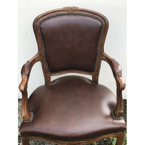 74 - French Leather Louise Style Armchair