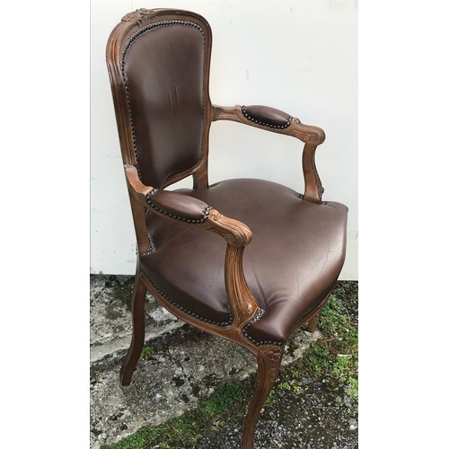 74 - French Leather Louise Style Armchair