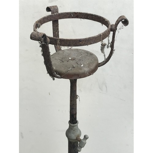 76 - Vintage Ironwork Adjustable Stand Possibly Gas Lamp Stand, Adjustable To 186 Cms High