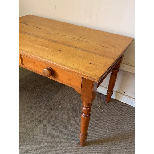 7 - Vintage Pine Farmhouse Table  With Two Central Drawers. 122 x 76 x 74 cms