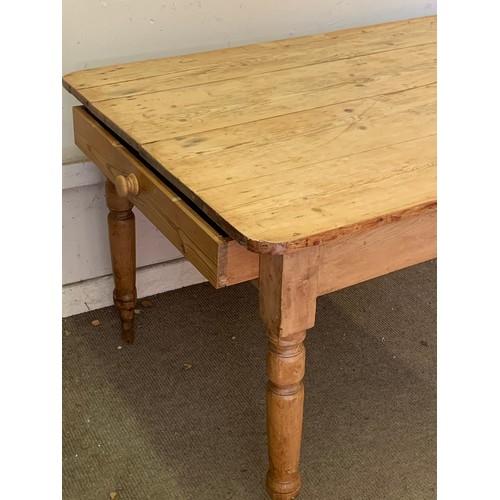 50 - Antique Pine Table With End Drawer. 136 x 88 x 74 cms