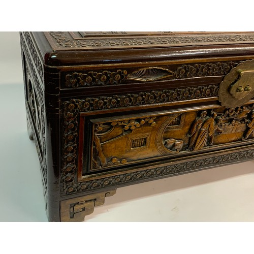 8 - Vintage Carved Decorative Camphor Wood Oriental Chest 70 x 36 x 36 cms