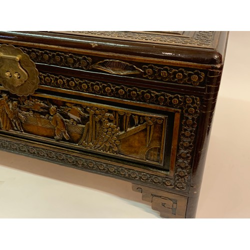 8 - Vintage Carved Decorative Camphor Wood Oriental Chest 70 x 36 x 36 cms