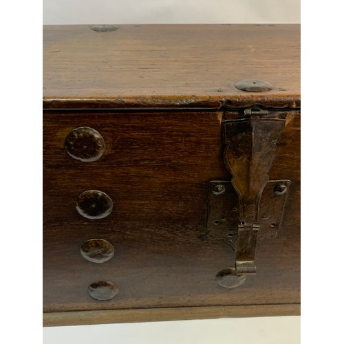 16 - Antique Metal Studded Chest / Coffer 69 x 37 x 38 cms