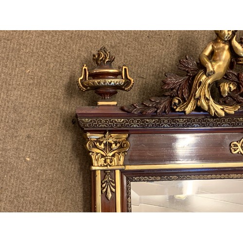 11 - Vintage French Mirror With Gilt Decoration And Cherub Decorated Finial 82 x 156 cms