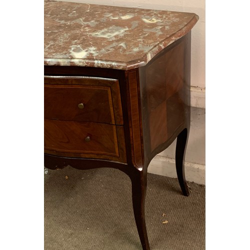 30 - French Marble Top Two Drawer Commode / Chest 74 x 38 x 77 cms