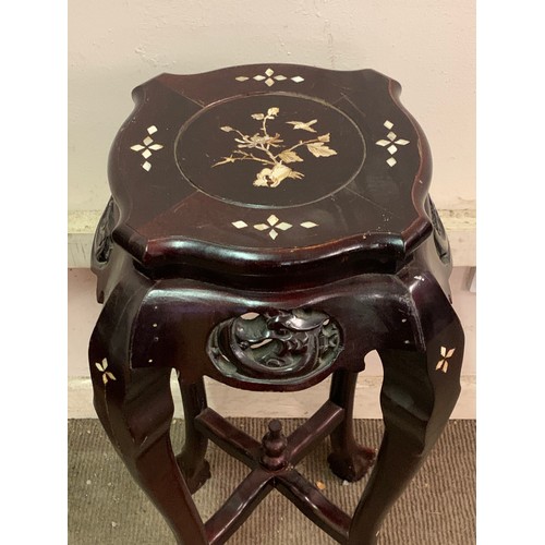 32 - Vintage Chinese Stand With Mother Of Pearl Inlay. 76 cms High