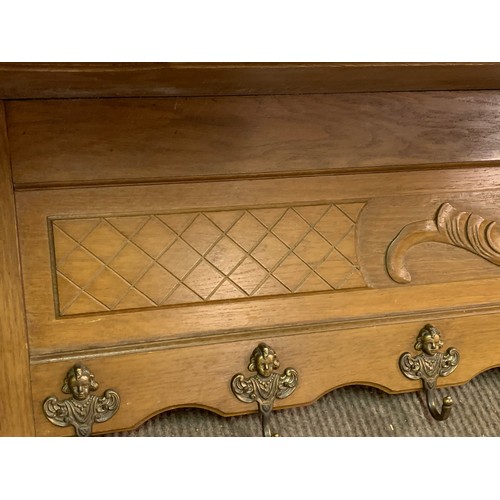 39 - French  Shelf With Seven Decorative Hooks 113 cms Wide