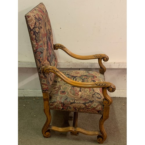 43 - French Renaissance Style Tapestry Throne Armchair.