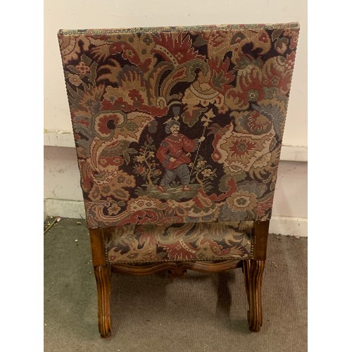 43 - French Renaissance Style Tapestry Throne Armchair.