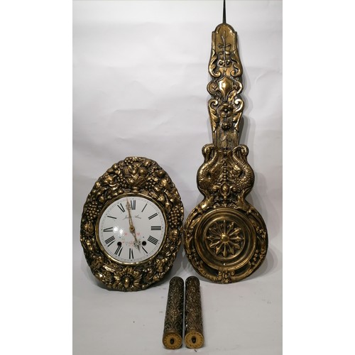 323 - French Comtoise Clock With Pendulum And Weights.