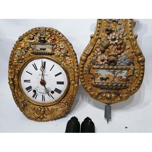 324 - French Comtoise Clock With Pendulum And Weights.