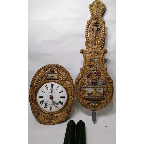 324 - French Comtoise Clock With Pendulum And Weights.