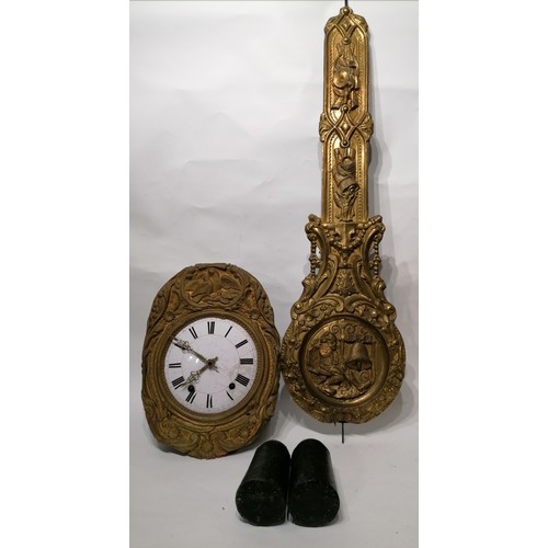 325 - French Comtoise Clock With Pendulum And Weights.