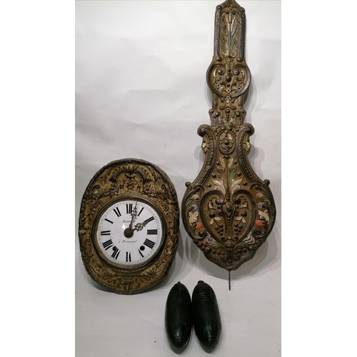 326 - French Comtoise Clock With Pendulum And Weights.