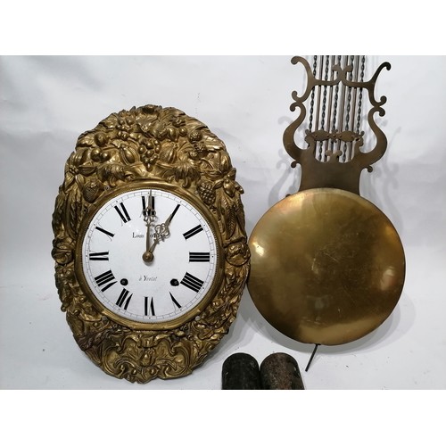 327 - French Comtoise Clock With Pendulum And Weights.