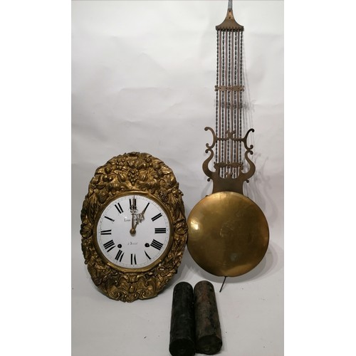 327 - French Comtoise Clock With Pendulum And Weights.