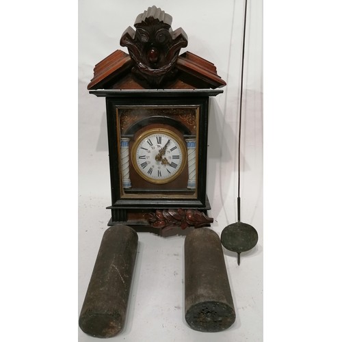 330 - French Wall Clock With Pendulum And Weights.