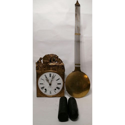 332 - French Comtoise Clock With Pendulum And Weights.