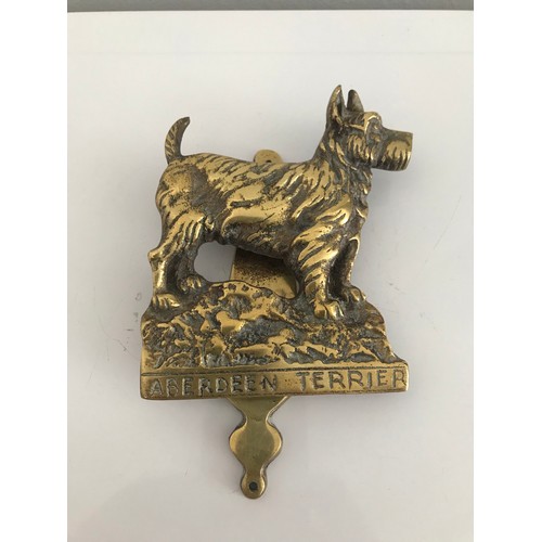 126 - Vintage Bronze Door Knocker Aberdeen Terrier 15 x 10 cms