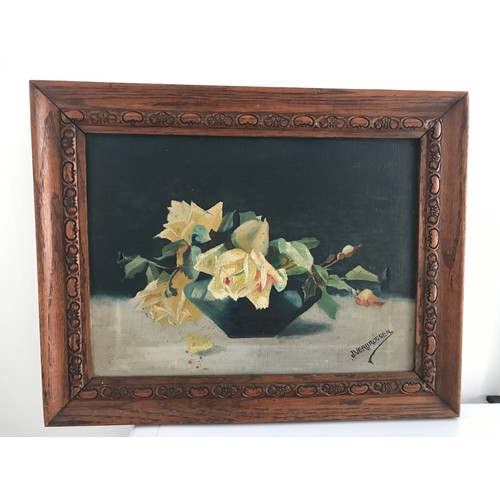 125 - Oil On Canvas Of Still Life Flowers Framed And Signed J VERBRUGGEN  42 x 33 Cms