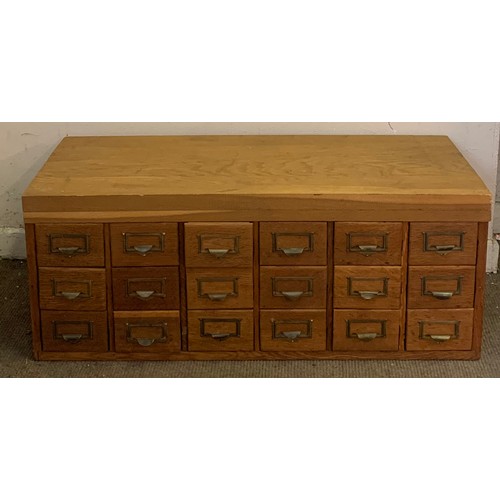 2 - Bank Of 18 Vintage Index Filing Cabinet. 99 x 39 x 40 cms