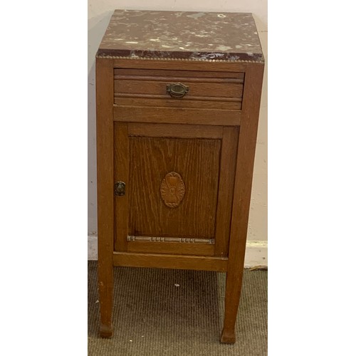 4 - French Marble Top Pot Cupboard / Bedside Cabinet . 36 x 38 x 83 cms