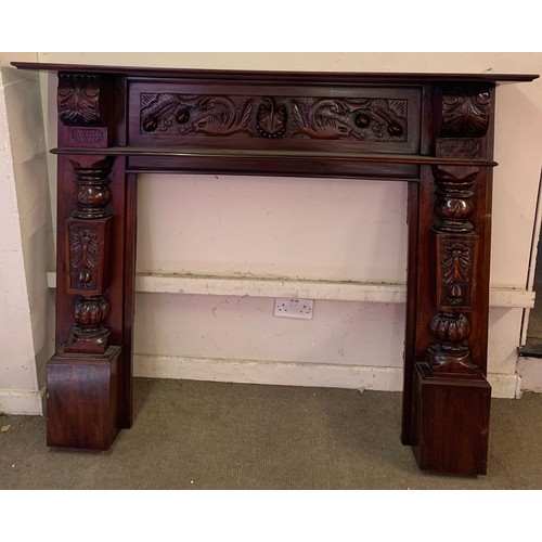 21 - Good Quality Fire Surround With Carved Decoration.159 x 25 127 cms