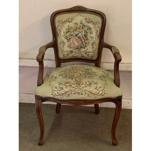 24 - French Louis Style Tapestry Arm Chair