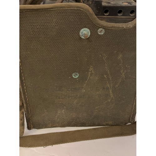 206 - WW2 Us Army Signal Corp Military Field Telephone  In Canvas Case