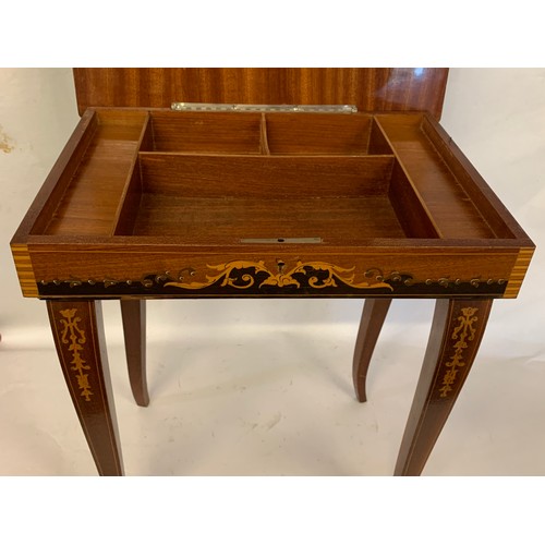 210 - Decorative Inlaid Musical Sewing Table.37 x 27 x 43 cms