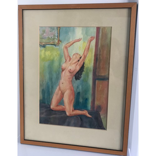 155 - Vintage Watercolour of A Nude Lady. Framed And Signed G VERBRUGGE 1967
49 x 39 cms