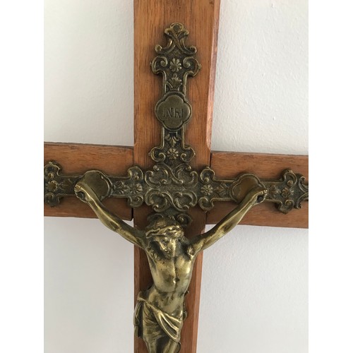 149 - Vintage Bronze Crucifix On Wooden Cross 
48 x 28 cms