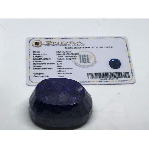 38 - Oval Cut Approximately 348.80  Carat Blue Natural Sapphire Gemstone With Certificate Yeovil Auctions... 