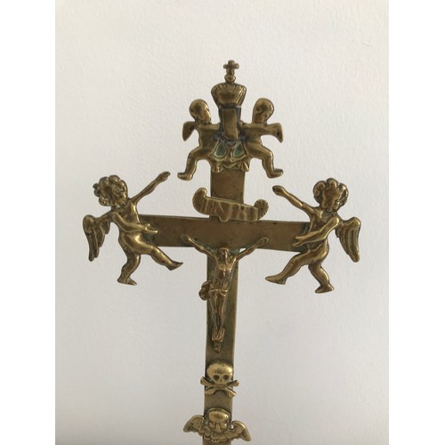 113 - 17th/18thC Brass Crucifix On Stepped Base Probably Dutch
33 cms h x 15 cms wide