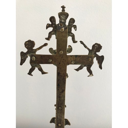 113 - 17th/18thC Brass Crucifix On Stepped Base Probably Dutch
33 cms h x 15 cms wide