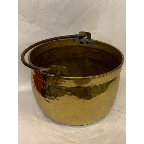 29 - Vintage Brass Swing Handle Coal / Log Bucket 32 cms Diameter.