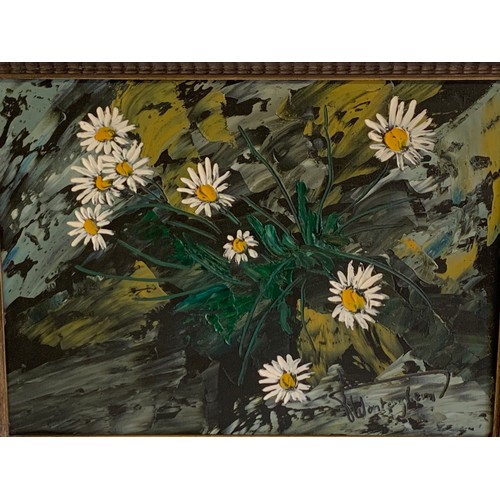 40 - Framed Signed  Acrylic Of Daisy's . 60 x 49 cms