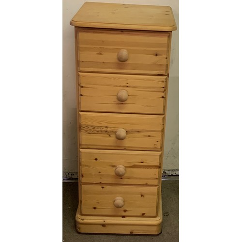 29 - Solid Pine Chest Of Five Drawers. 45 x 43 x 104 cms