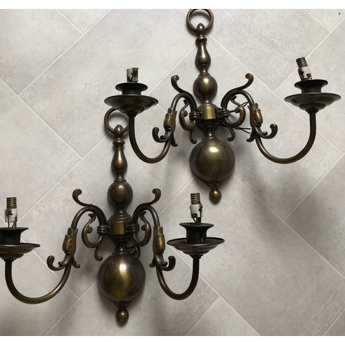 154 - Pair Of Vintage Flemish Wall Lights 
40 cms h x 36 cms w