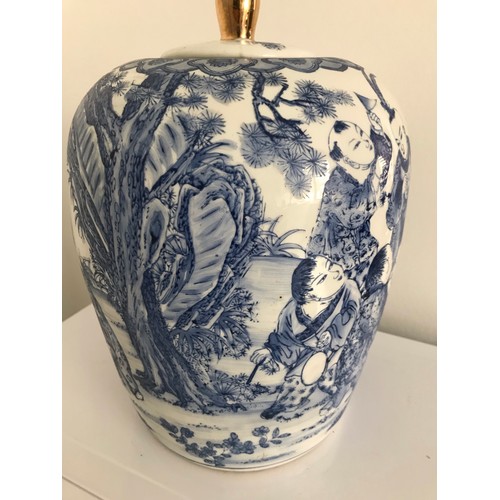 157 - Large Blue And White Chinese Vase With Figural Decoratiom
32 cms h x 23 cms diameter