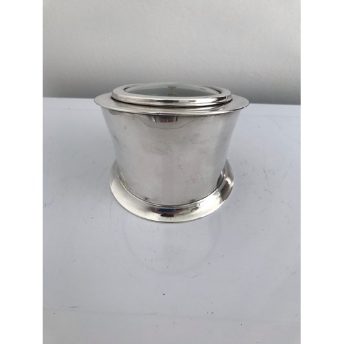 133 - Silver Plated Clock Case
9 cms high (rear) and 5 cms (front). 10 cms diameter