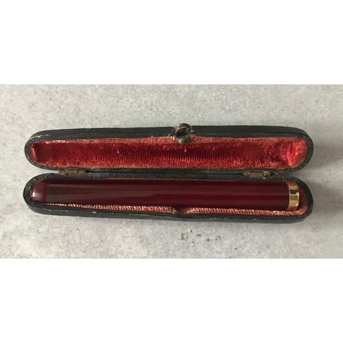 106 - 19thC Amber Cigarette Holder With 9ct Gold Rim In Original Case