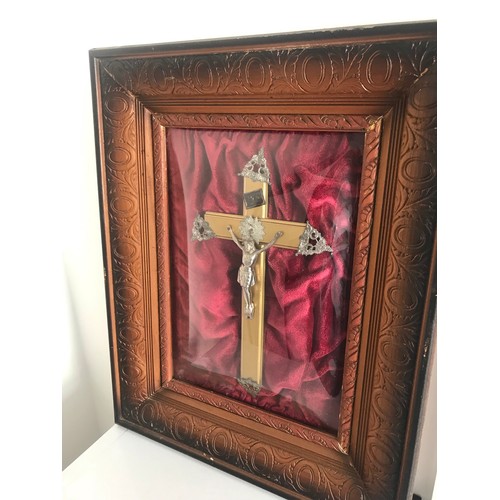 138 - Vintage Crucifix In Domed Glass Frame
 51 x 40 cms